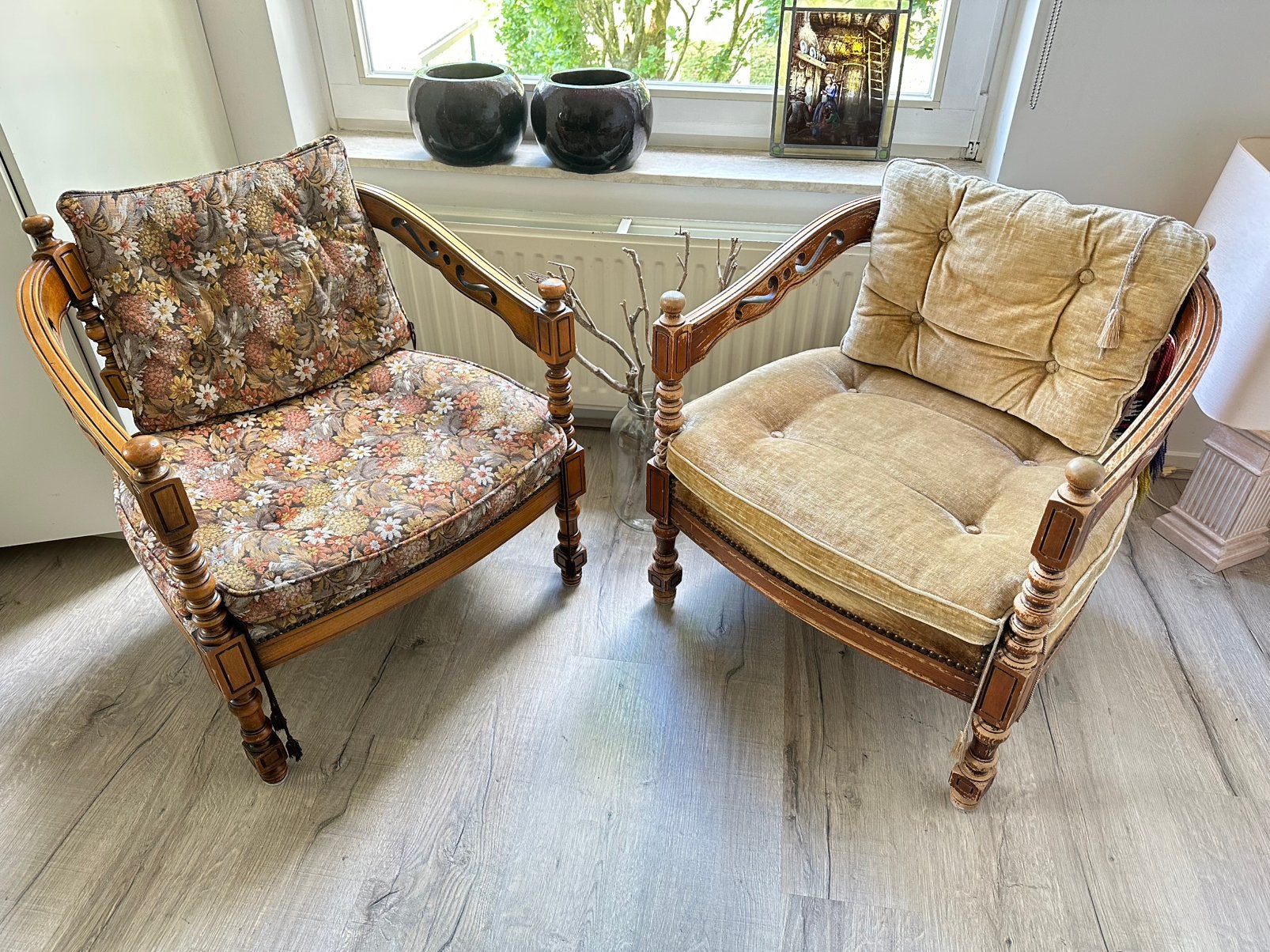 Set van 2 vintage Giorgetti lounge stoelen, italiaans design, Ophalen, Gebruikt, Hout, Italiaans design jaren '70