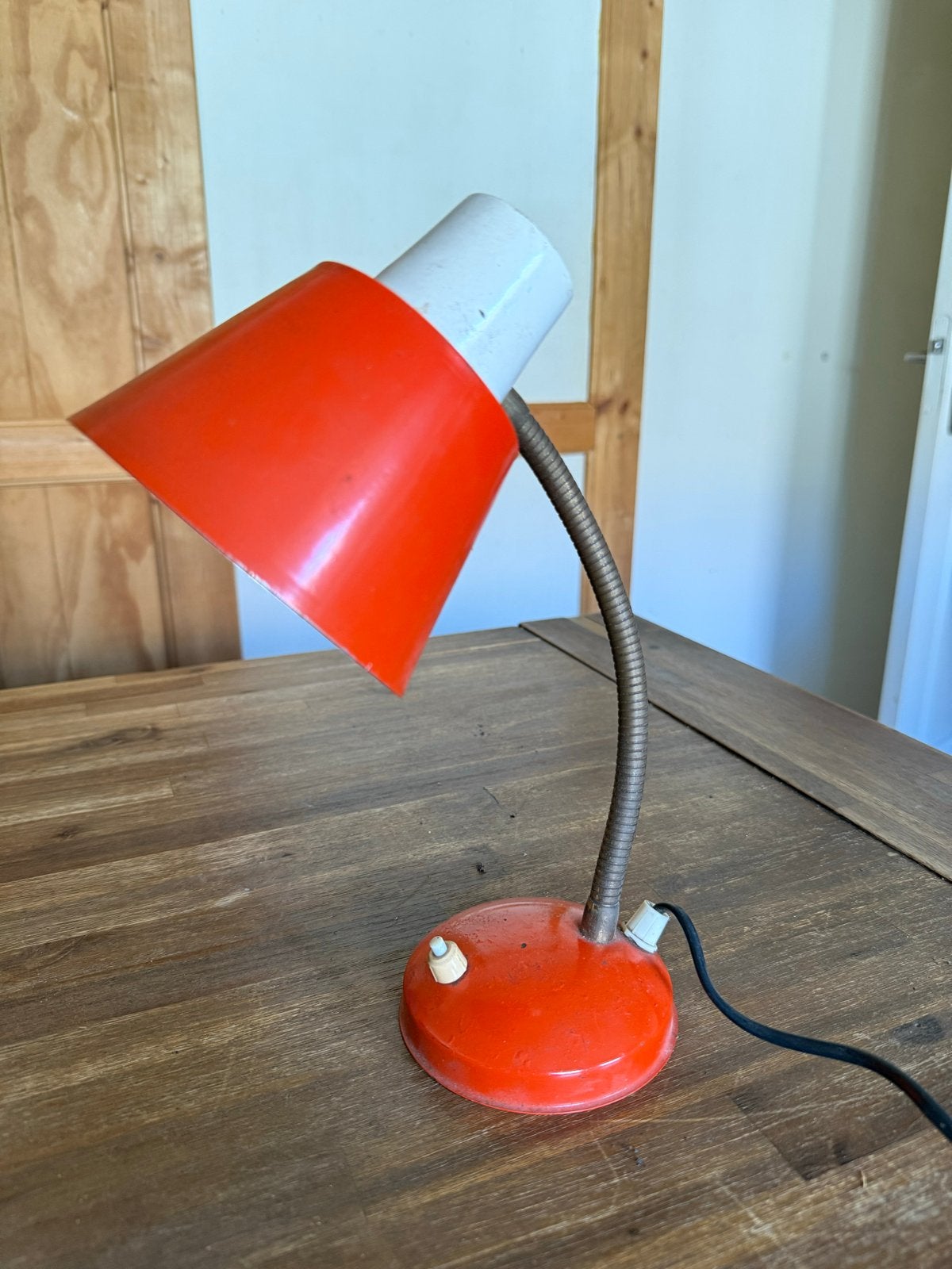 Vintage oranje bureaulamp met flexibele arm, Ophalen