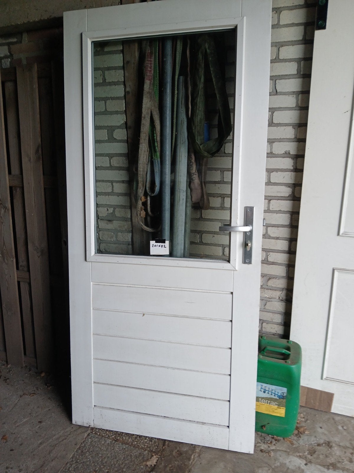 Hardhouten buiten deur, Ophalen, 80 tot 100 cm, 200 tot 215 cm, Glas