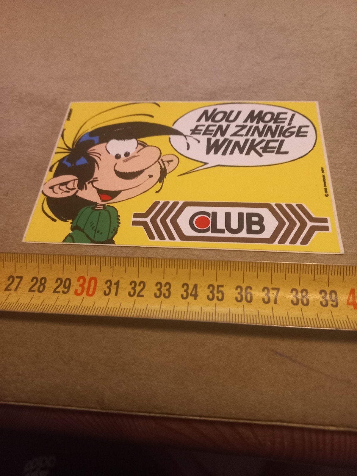 Gaston Lagaffe Club' Sticker - 'Nou Moe! Een Zinnige Winkel', Ophalen of Verzenden, Zo goed als nieuw
