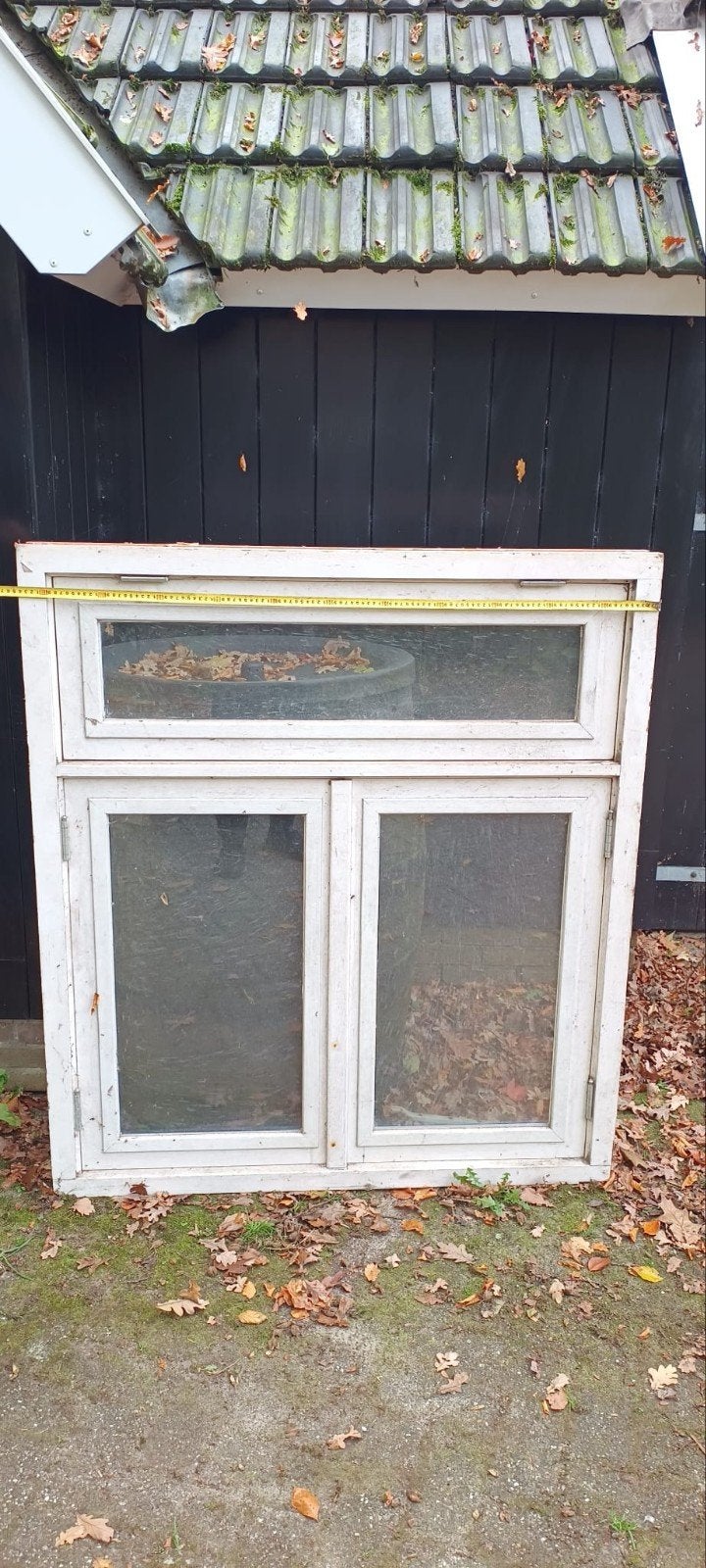 Kozijn met stolpramen en klepraam, dubbel glas, Ophalen, Gevelraam of Ruit, Gebruikt, 80 tot 120 cm