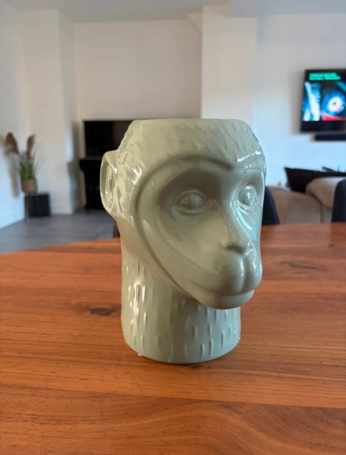Vaas aap, apenkop jungle thema groen €10, Ophalen of Verzenden, Zo goed als nieuw, Groen, 22 cm