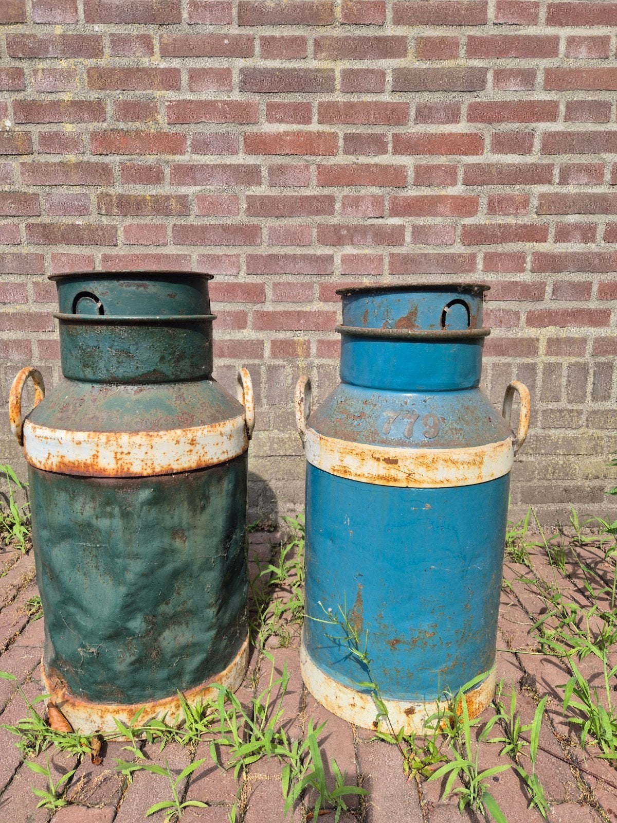 Set van 2 vintage melkbussen - Decoratief en robuust, Ophalen