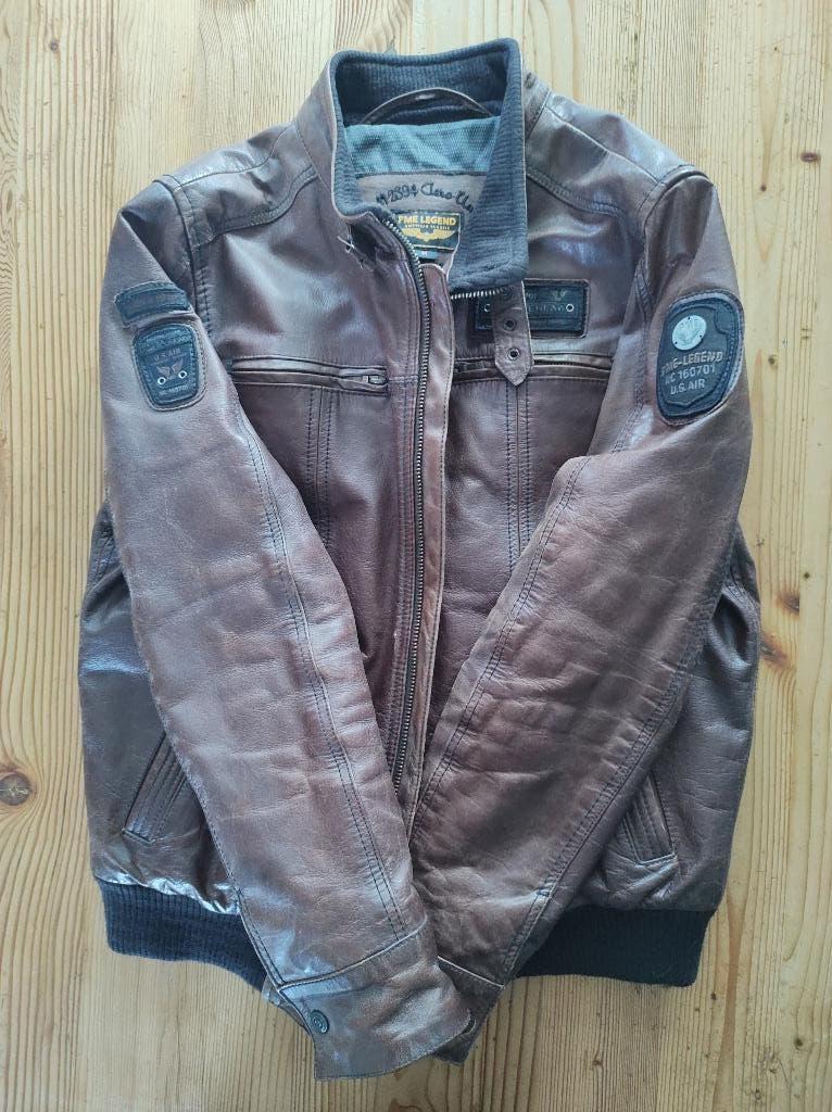 prime Legend leather jacket, Ophalen, Zo goed als nieuw, Bruin, Halswijdte 39/40 (M)