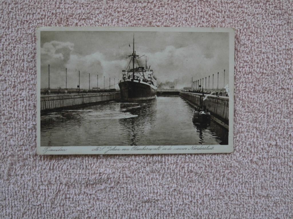 IJmuiden , nieuw Noordersluis. MS Johan van Oldenbarnevelt., Ophalen of Verzenden, Voor 1920, Ongelopen, Noord-Holland
