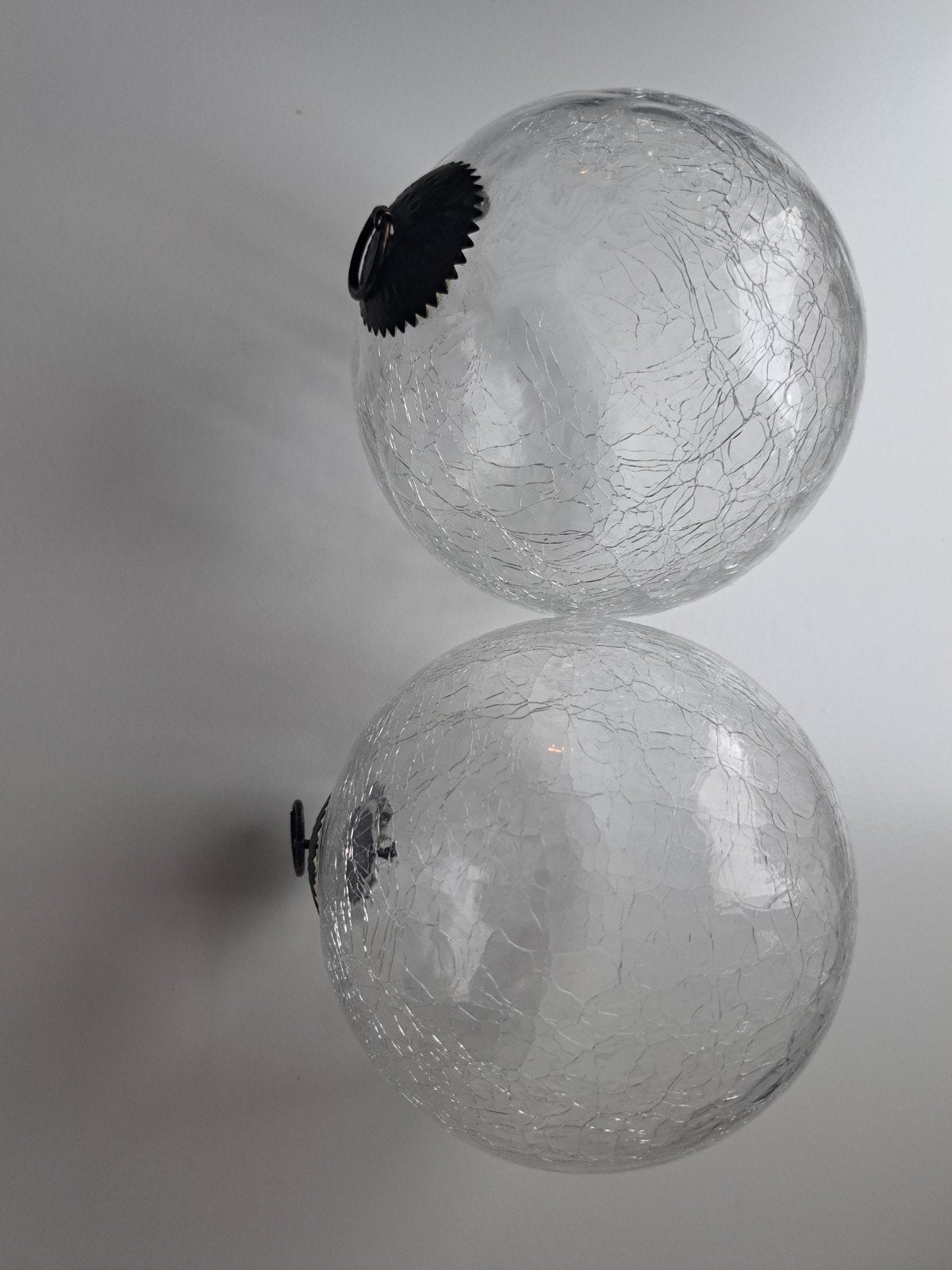 2x Glazen Bol Decoratie - Craquelé Effect, Gebruikt, Ophalen of Verzenden, Modern, Wit