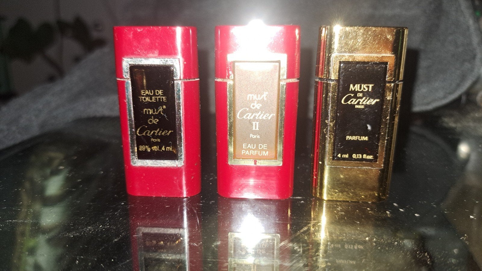 Vintage Must de Cartier Parfum Miniatuur Set (3 stuks), Sieraden, Tassen en Uiterlijk, Uiterlijk | Parfum, Ophalen of Verzenden