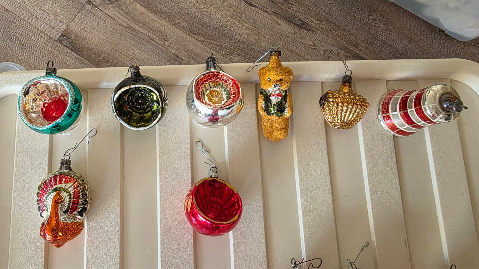 Prachtige set van 12  vintage glazen kerstballen / deukballe, Diversen, Ophalen of Verzenden, Gebruikt