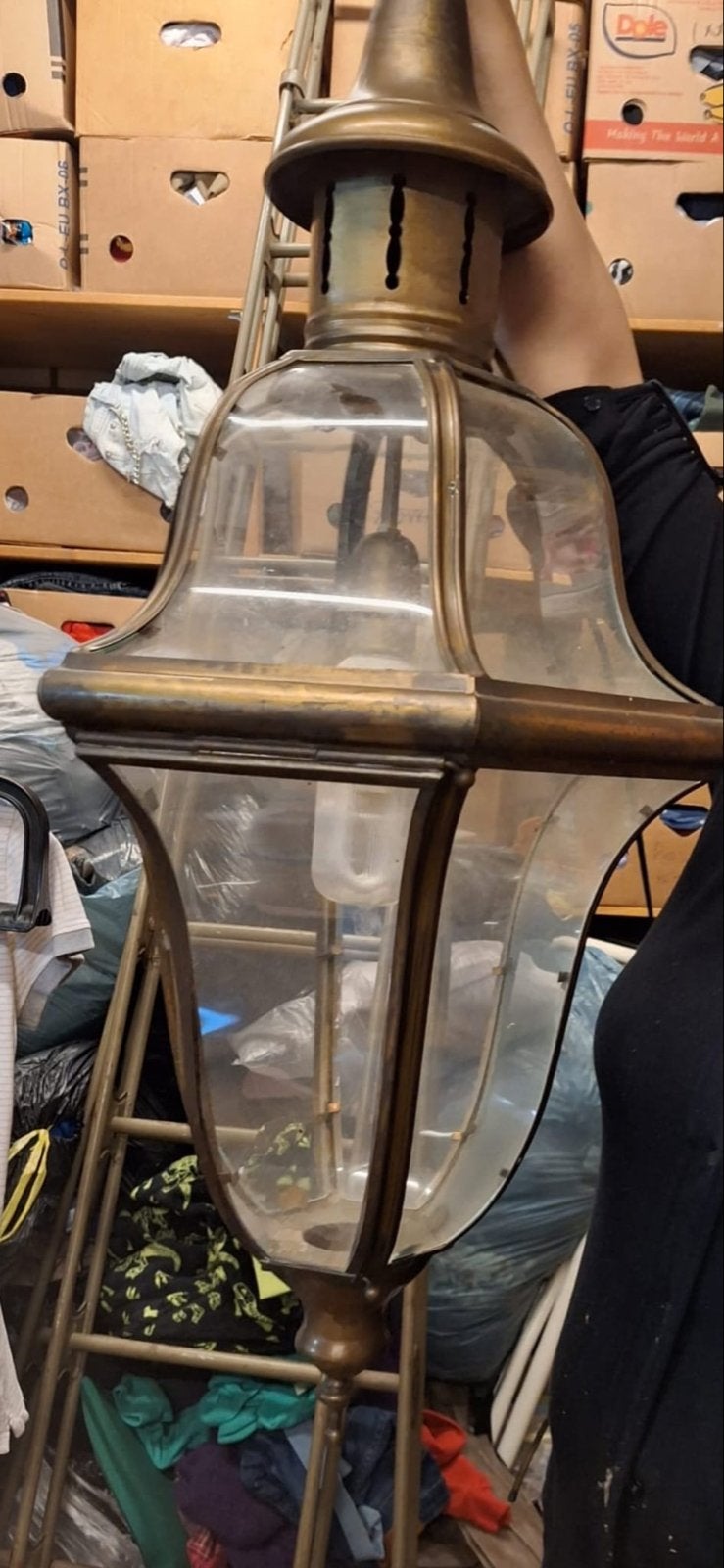 Antieke Messing Hanglamp / Lantaarn, Ophalen