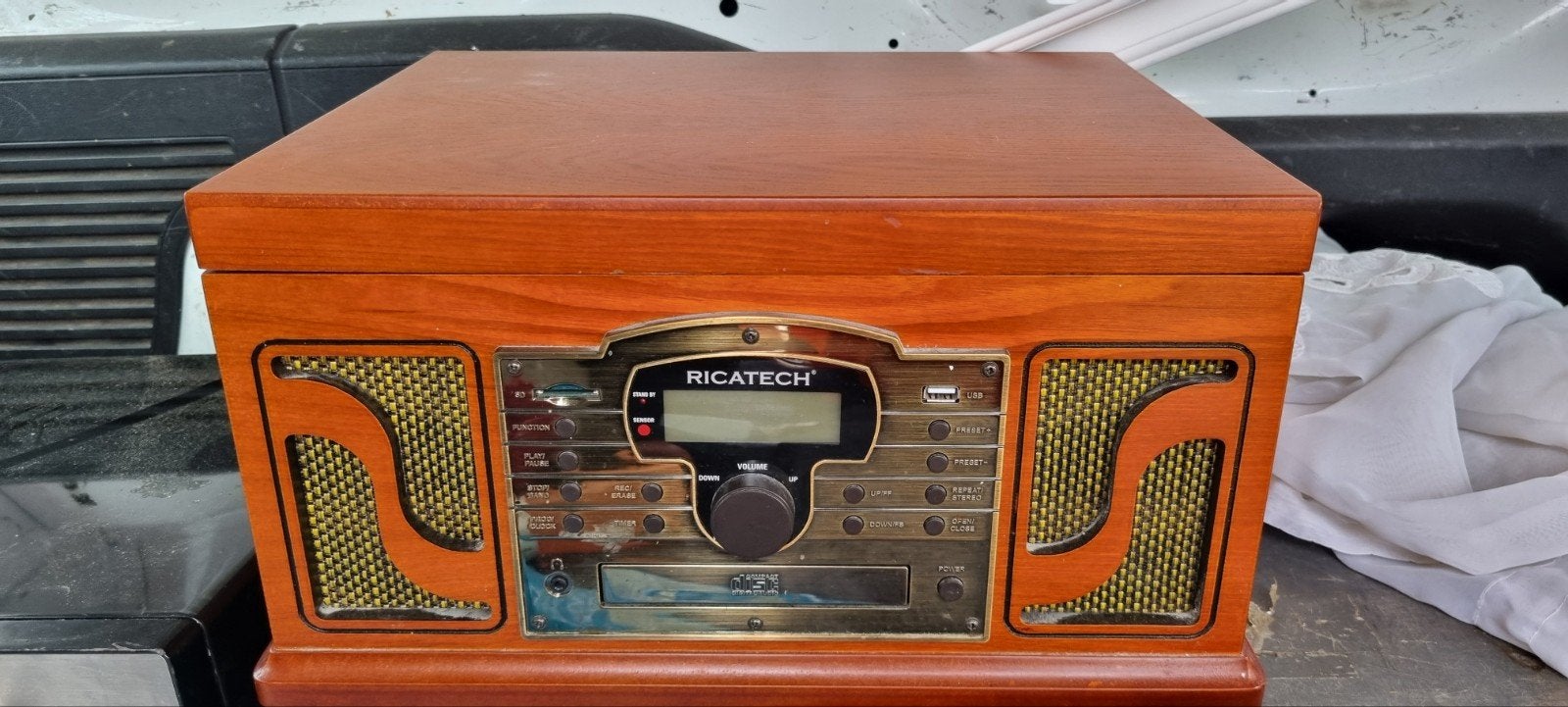 Ricatech Platenspeler Retro Houten Design Nieuw Compleet, Overige merken, Nieuw, Ophalen of Verzenden, USB-aansluiting