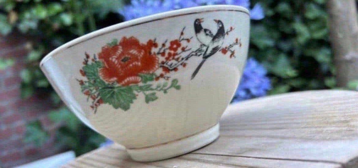 Franse spoelkom met vogels en bloemen, Verzenden