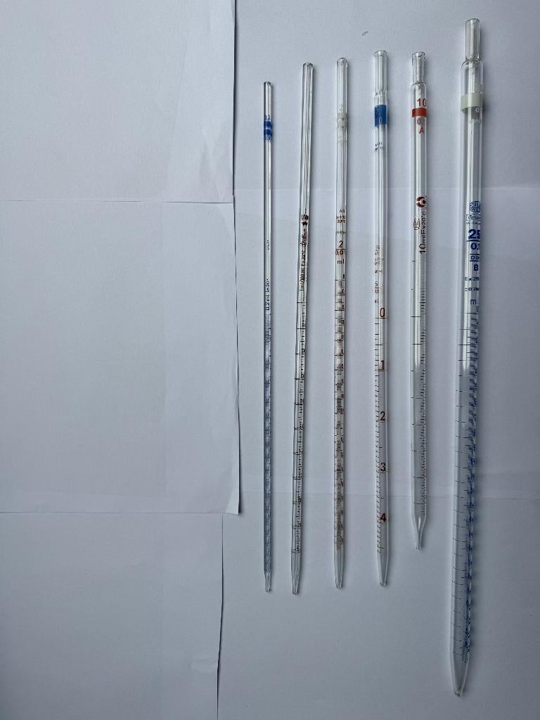 Meetpipettenset(6x) gegradueerd(laboratorium), Verzamelen, Glas en Borrelglaasjes, Nieuw, Overige typen, Ophalen of Verzenden