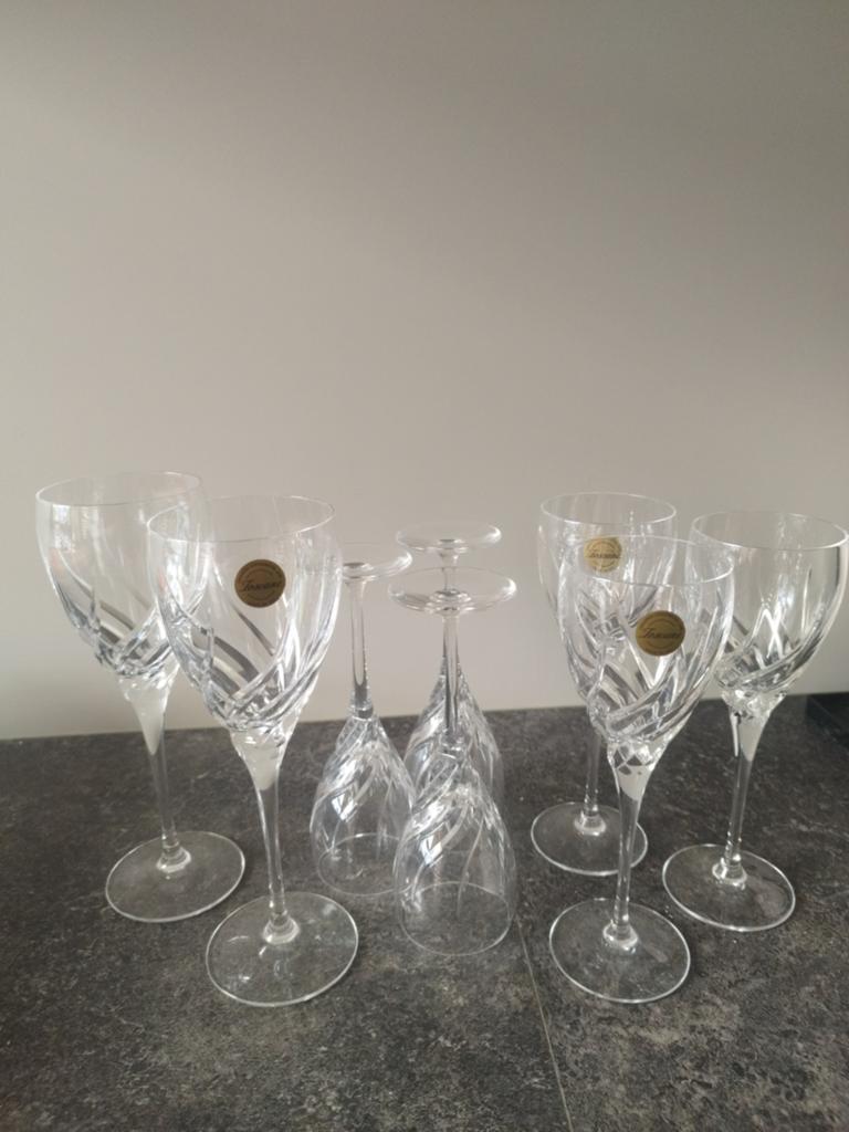 Set van 8 geslepen loodkristal wijnglazen - Toscane, Ophalen of Verzenden