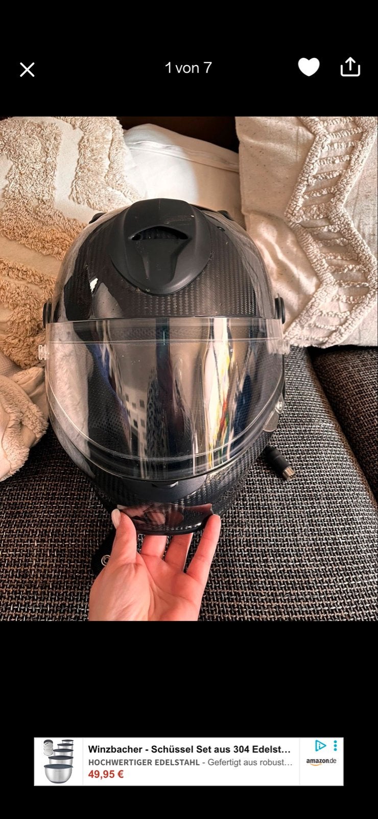 BMW Integral Carbon helm 61cm - Zeer mooie staat, Motoren, Kleding | Motorhelmen, Overige merken, Heren, XL, Ophalen of Verzenden