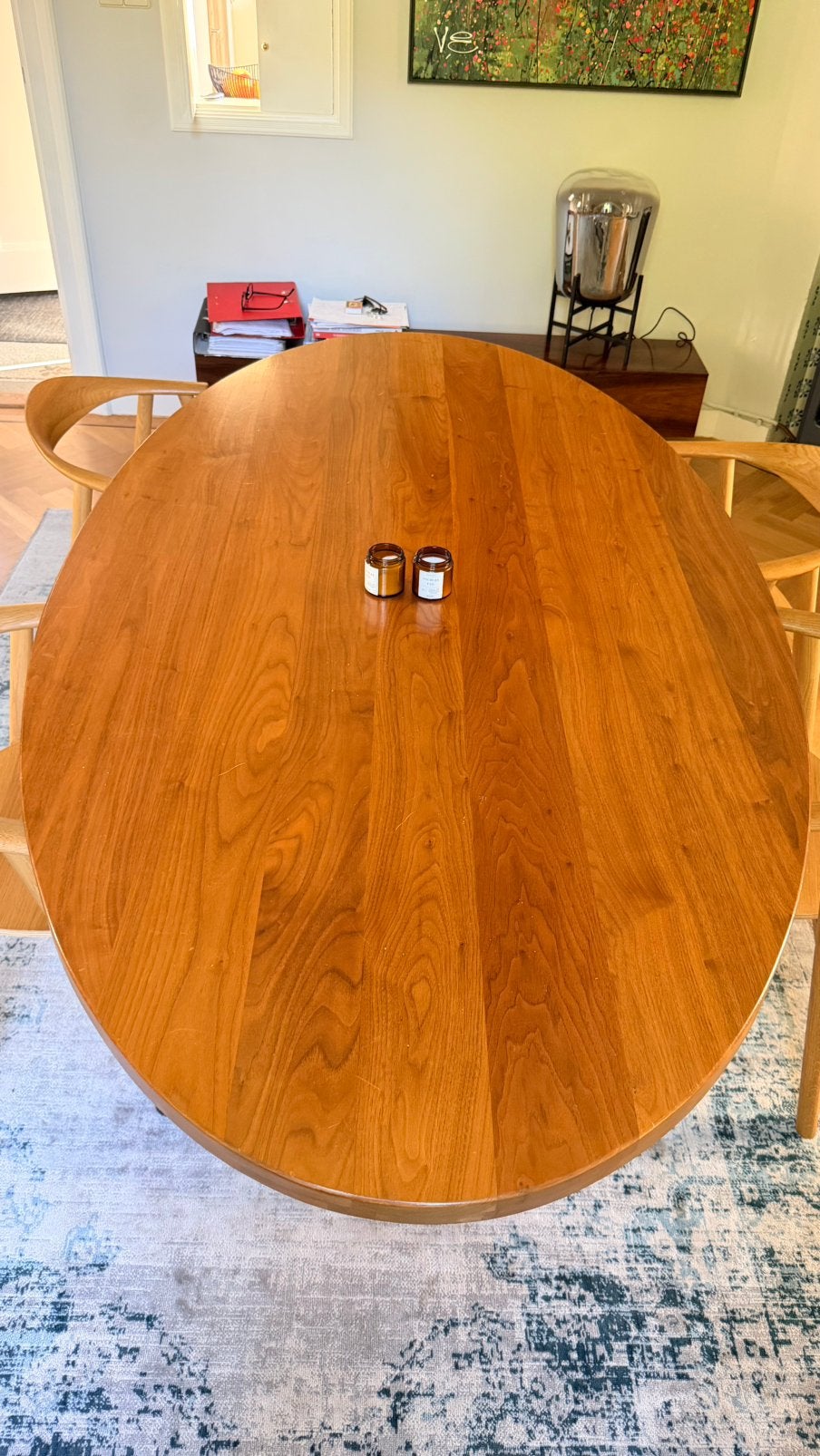 Ovale Noten houten eetkamer tafel 200x110, Huis en Inrichting, Tafels | Eettafels, Ophalen, Gebruikt, 100 tot 150 cm, 200 cm of meer