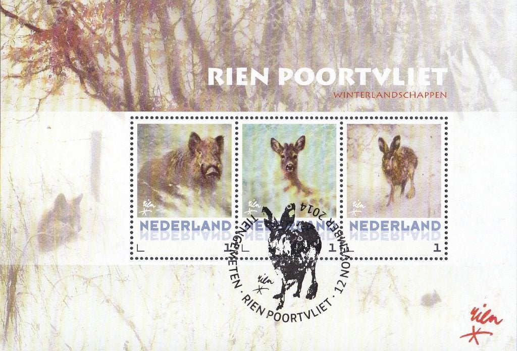 Rien Poortvliet – Winterlandschappen – stempel Tiengemeten, Postzegels en Munten, Verzenden, Gestempeld
