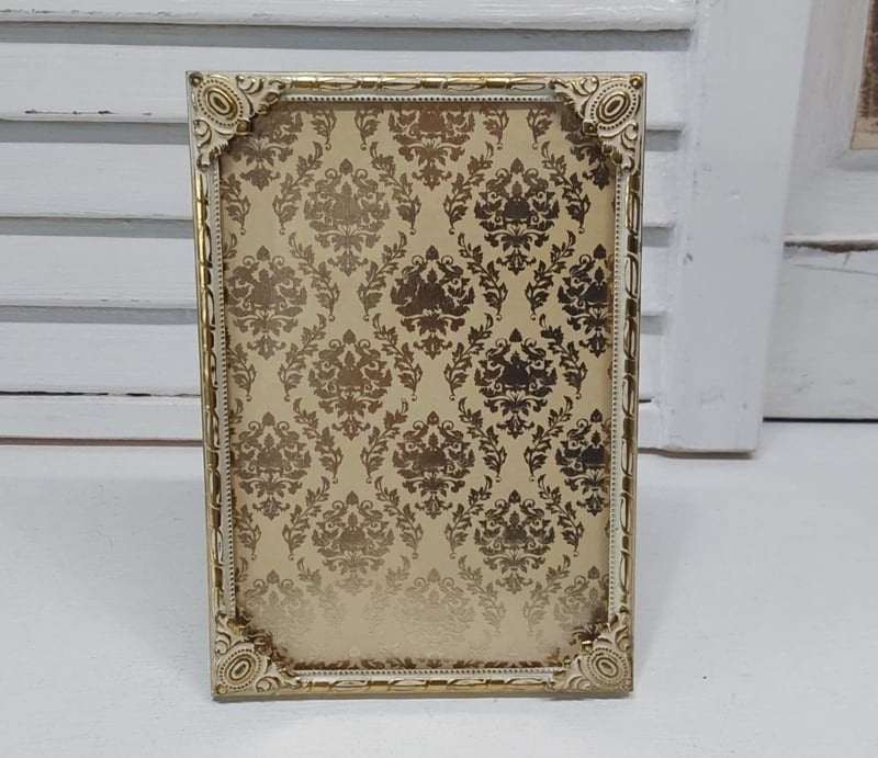 Vintage goudkleurig fotolijstje met bol glas, Ophalen of Verzenden