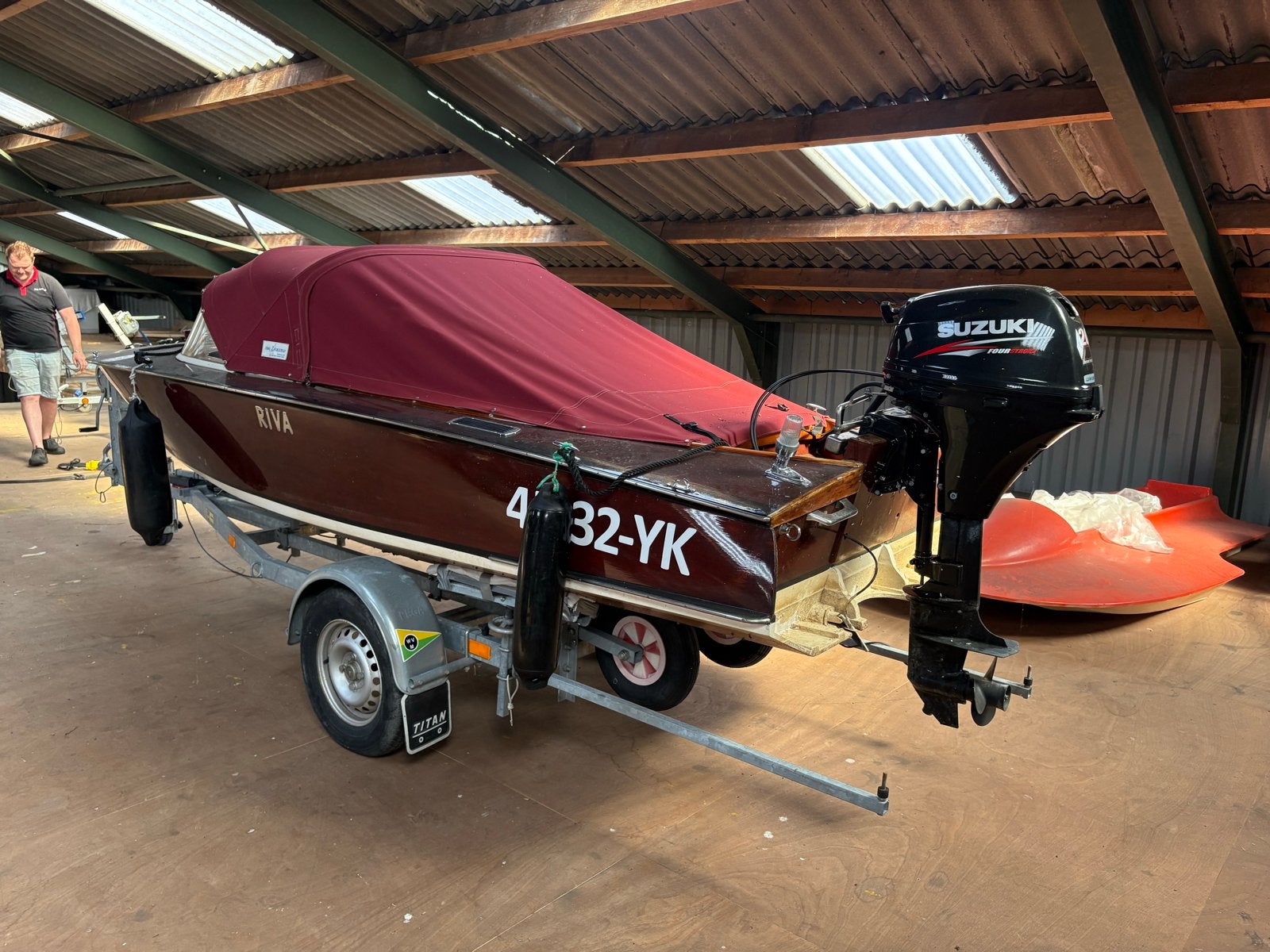 Houten speedboot (Riva look-a-like) met 20pk Suzuki EFI, Watersport en Boten, Speedboten, Ophalen, Overige merken, Gebruikt, Minder dan 70 pk