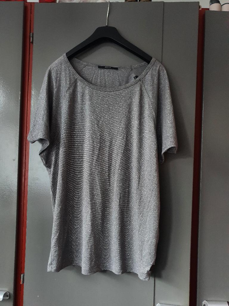 Replay Zilver Glitter Oversized T-shirt – XS – Minimal Luxe, Wit, Ophalen of Verzenden, Zo goed als nieuw, Korte mouw