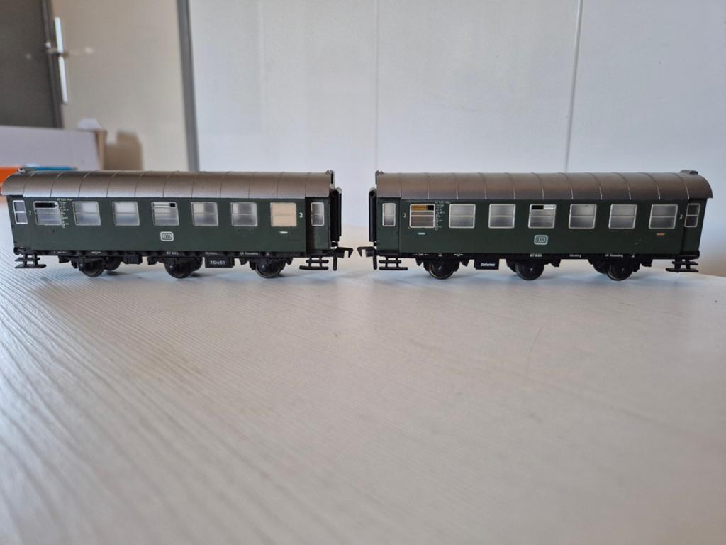 2 Fleischmann H0 3-assige DB rijtuigen 5090, Gebruikt, Gelijkstroom, Fleischmann, Wagon