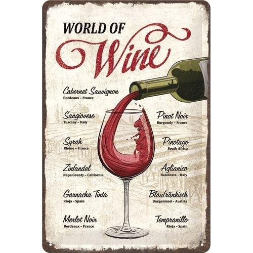 World of Wine Wijn relief reclamebord van metaal wandbord, Huis en Inrichting, Woonaccessoires | Tekstborden en Spreuken, Info@deconoord.nl