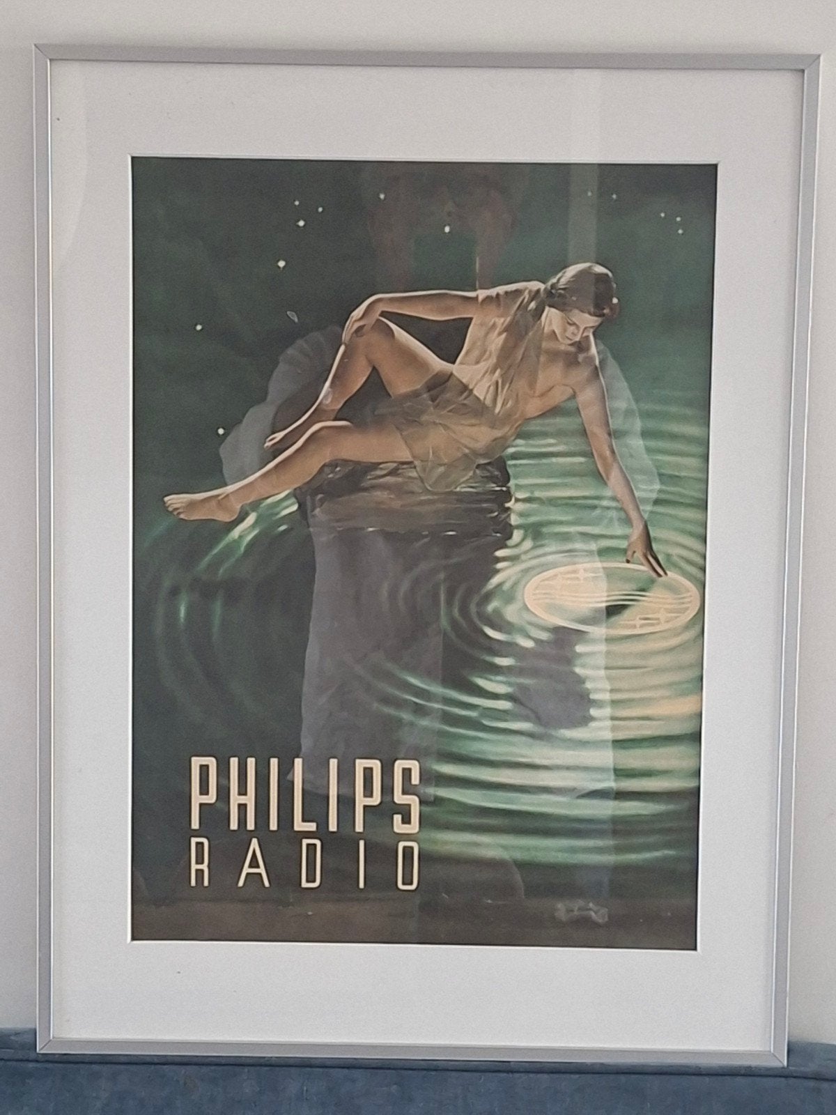 Oude Philips Radio Reclame Poster - Nostalgisch Ingelijst, Ophalen, Gebruikt, A1 t/m A3, Film en Tv