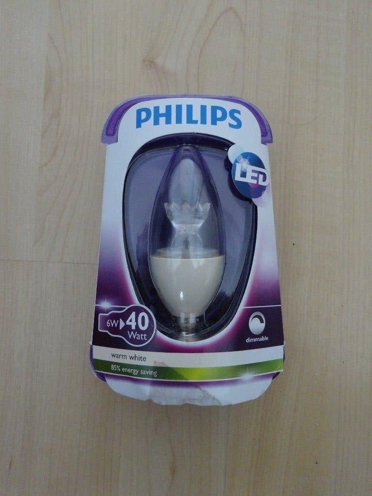 Philips led lamp bloem vorm 6W = 40 watt, Led-lamp, Dimbaar, E14 (klein), Nieuw