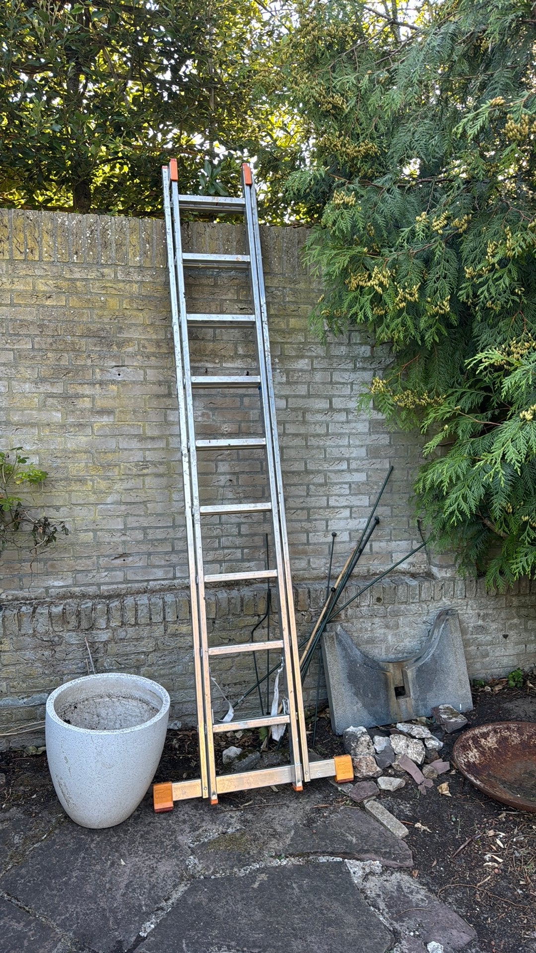 Stevige aluminium ladder, 2x9 sporten, Ophalen, Zo goed als nieuw, 4 meter of meer