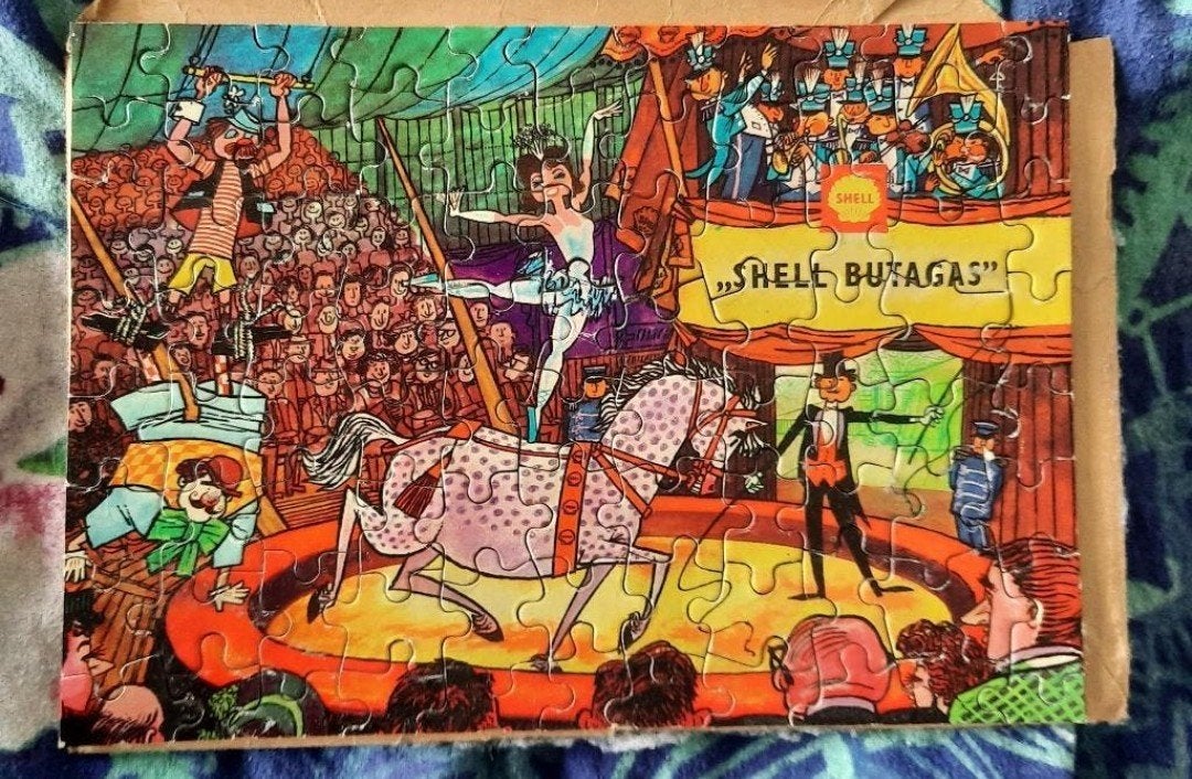 puzzel - shell butagas - 60/70er jaren - 24 x 17 cm, Ophalen of Verzenden, Overige typen