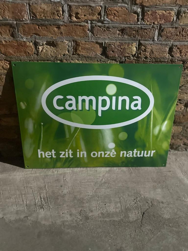 Campina gebold emaille bord - Het zit in onze natuur, Ophalen of Verzenden
