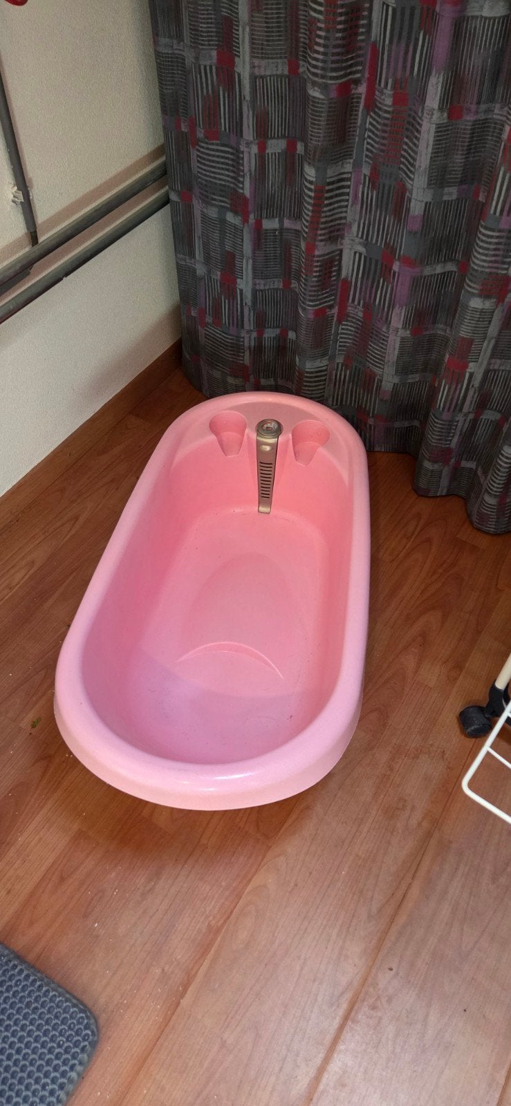 Roze babybadje met thermometer, Gebruikt, Badje, Standaard, Ophalen