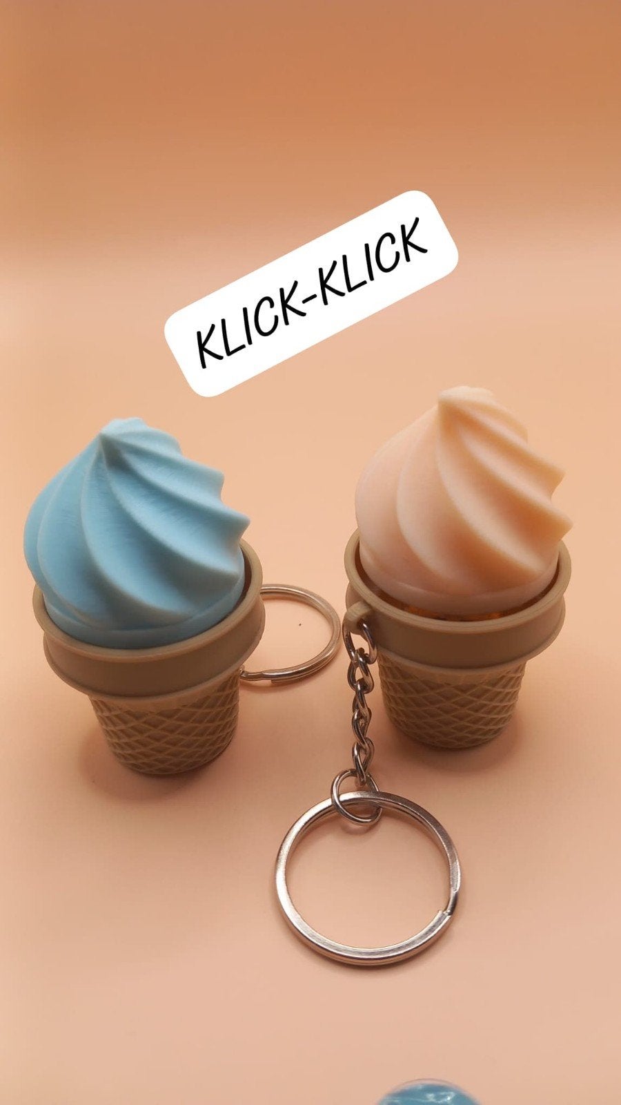 Icecream Fidget Clicker Sleutelhanger - Stressvermindering, Ophalen of Verzenden