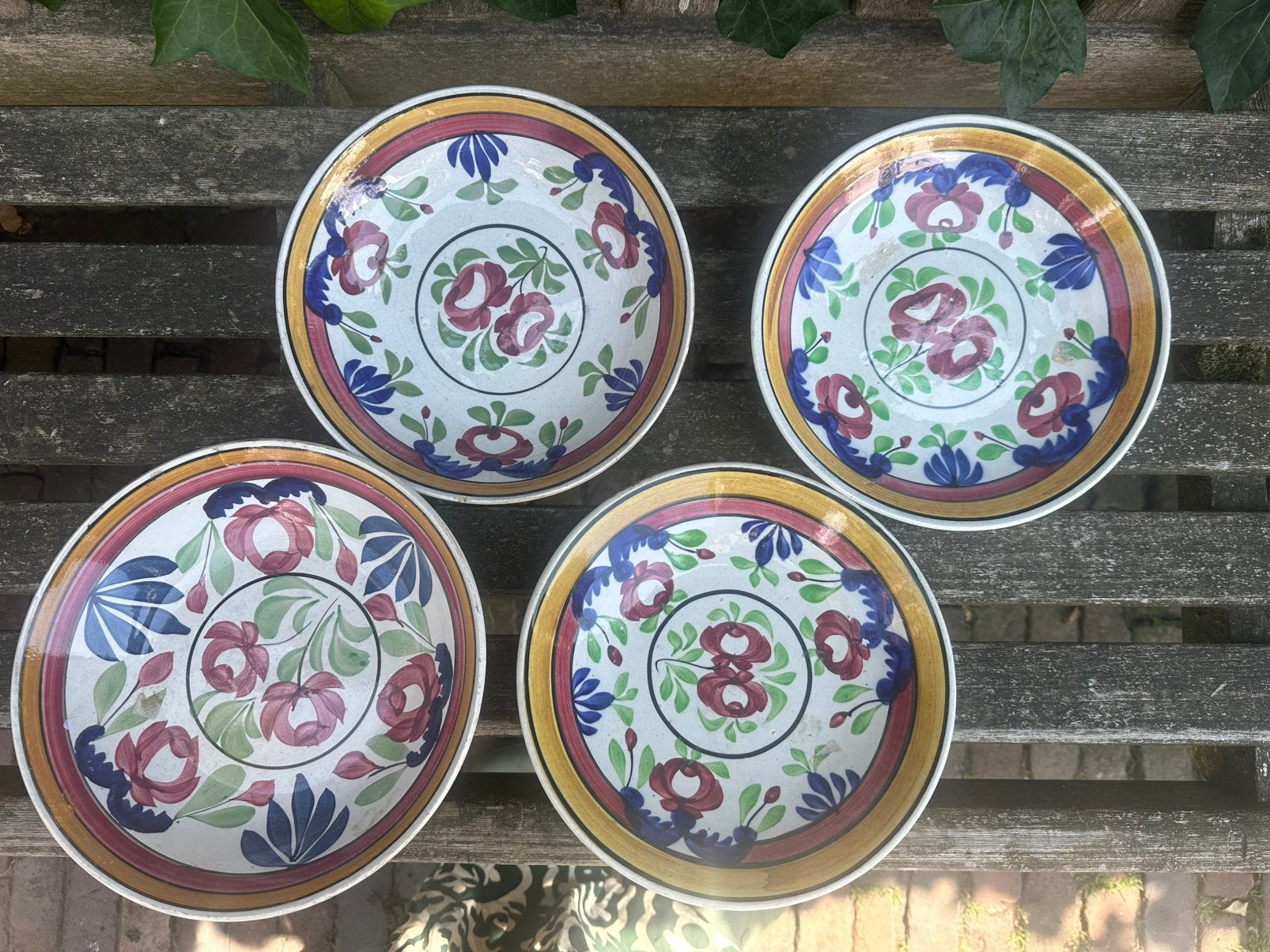 4 antieke boerenbont rijstschalen / schalen, Verzenden