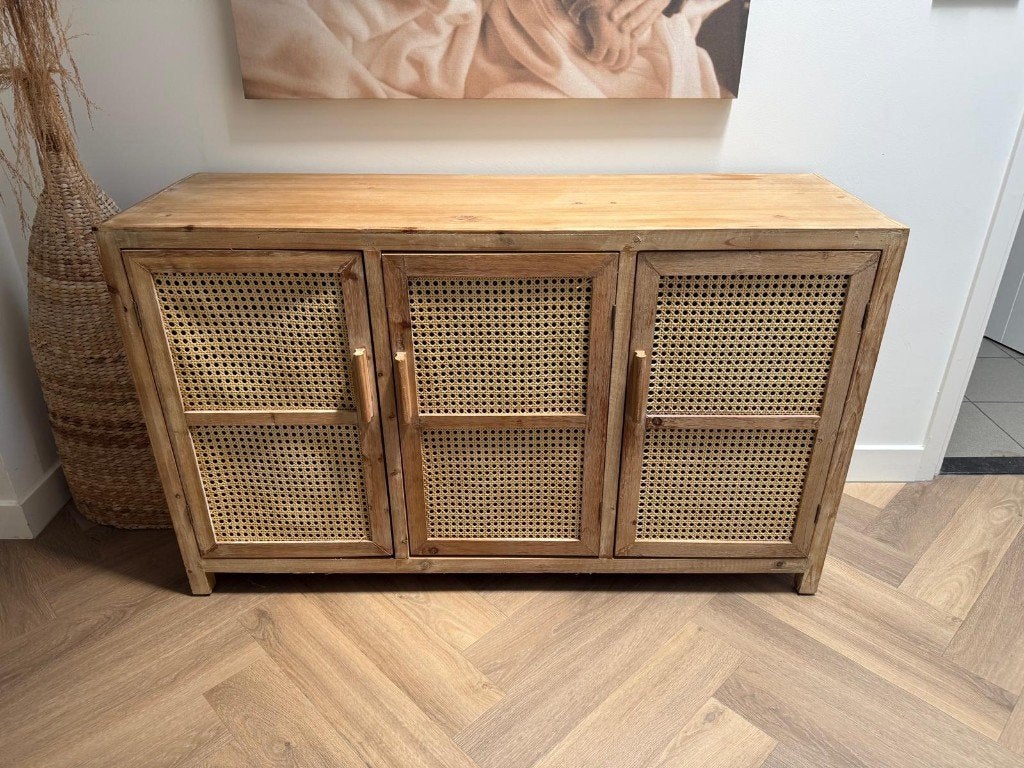 Webbing dressoir Bandung - naturel - 72x120x40 cm, Ophalen, 100 tot 150 cm, Zo goed als nieuw, Minder dan 100 cm
