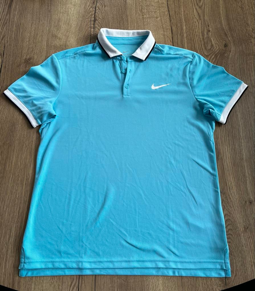 Nike Tennisshirt - Lichtblauw met Wit, Ophalen of Verzenden, Zo goed als nieuw, Racketsport, Maat 48/50 (M)