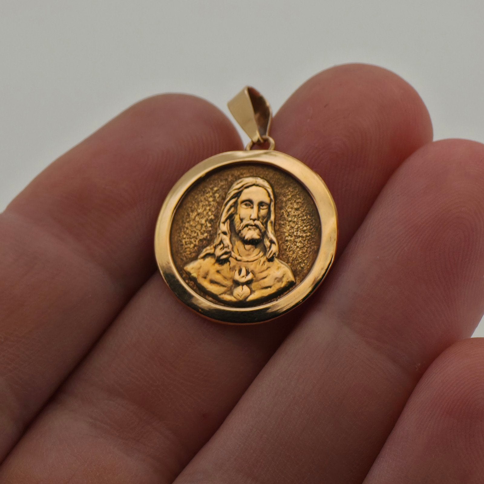 Gouden Hanger 14k (585) Jezus, Overige voorstellingen, Ophalen of Verzenden, Zo goed als nieuw, Goud