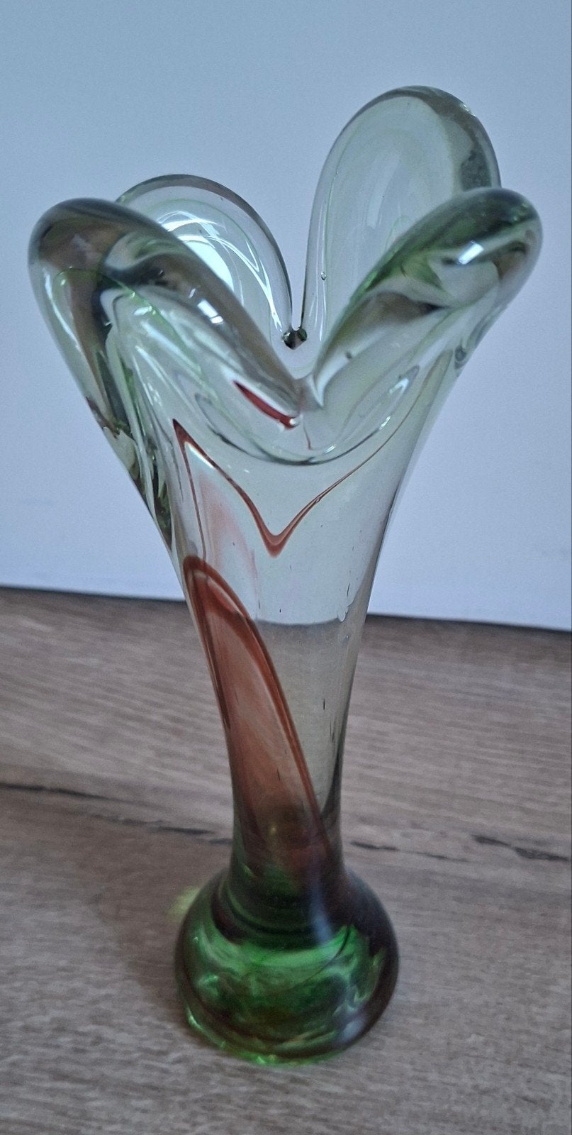 Vintage glazen vaas met organische vorm en kleuren, Ophalen of Verzenden