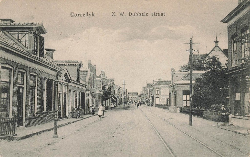Gorredijk, Z. W. Dubbele straat, Ophalen of Verzenden, Voor 1920, Gelopen, Friesland