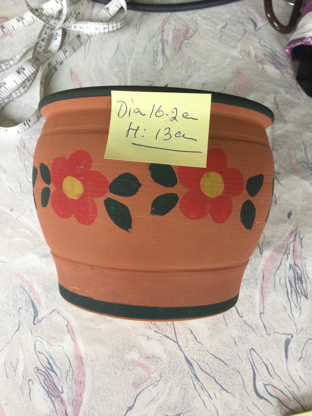 Prachtige terracotta bloemen pot. Diam 16,2 cm, H13 cm., Gebruikt, Rond, Ophalen of Verzenden, Minder dan 40 cm