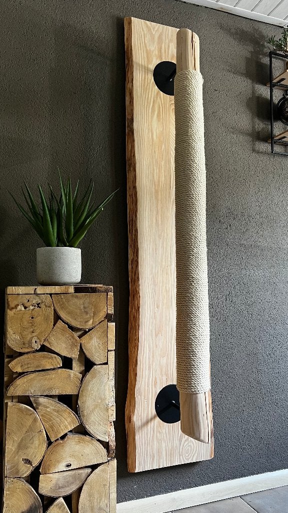 Luxe Massief Houten Krabpaal, Natuurlijke stam, Handgemaakt, Ophalen of Verzenden, Nieuw, Krabpaal