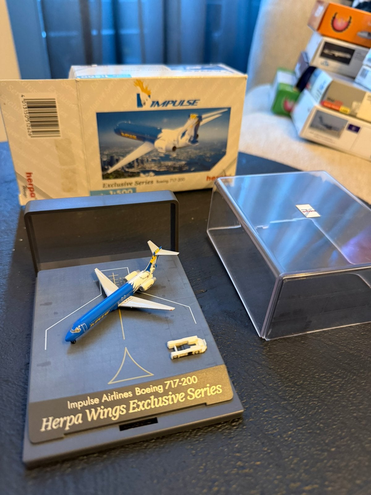 Herpa Wings 1:500 — Impulse Airlines Boeing 717-200 (Excl), Verzamelen, Ophalen of Verzenden, Zo goed als nieuw, Schaalmodel