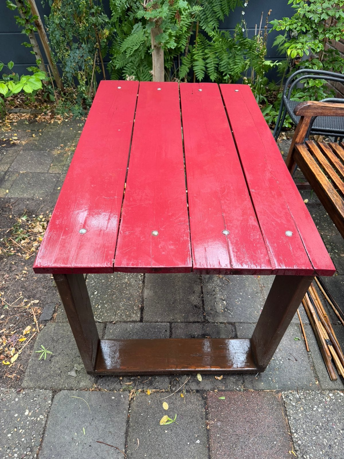 GRATIS tafel, Tuin en Terras, Tuintafels, Ophalen, Gebruikt, Rechthoekig, Hout