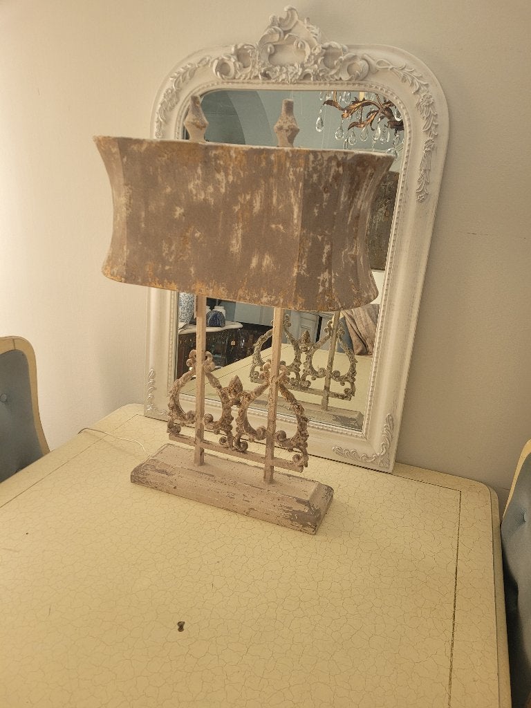Grote barokke geheel metalen dressoir lamp foto 1 t/m 6, Beige, 74 cm, Belle Vieille Brocante, Nieuw