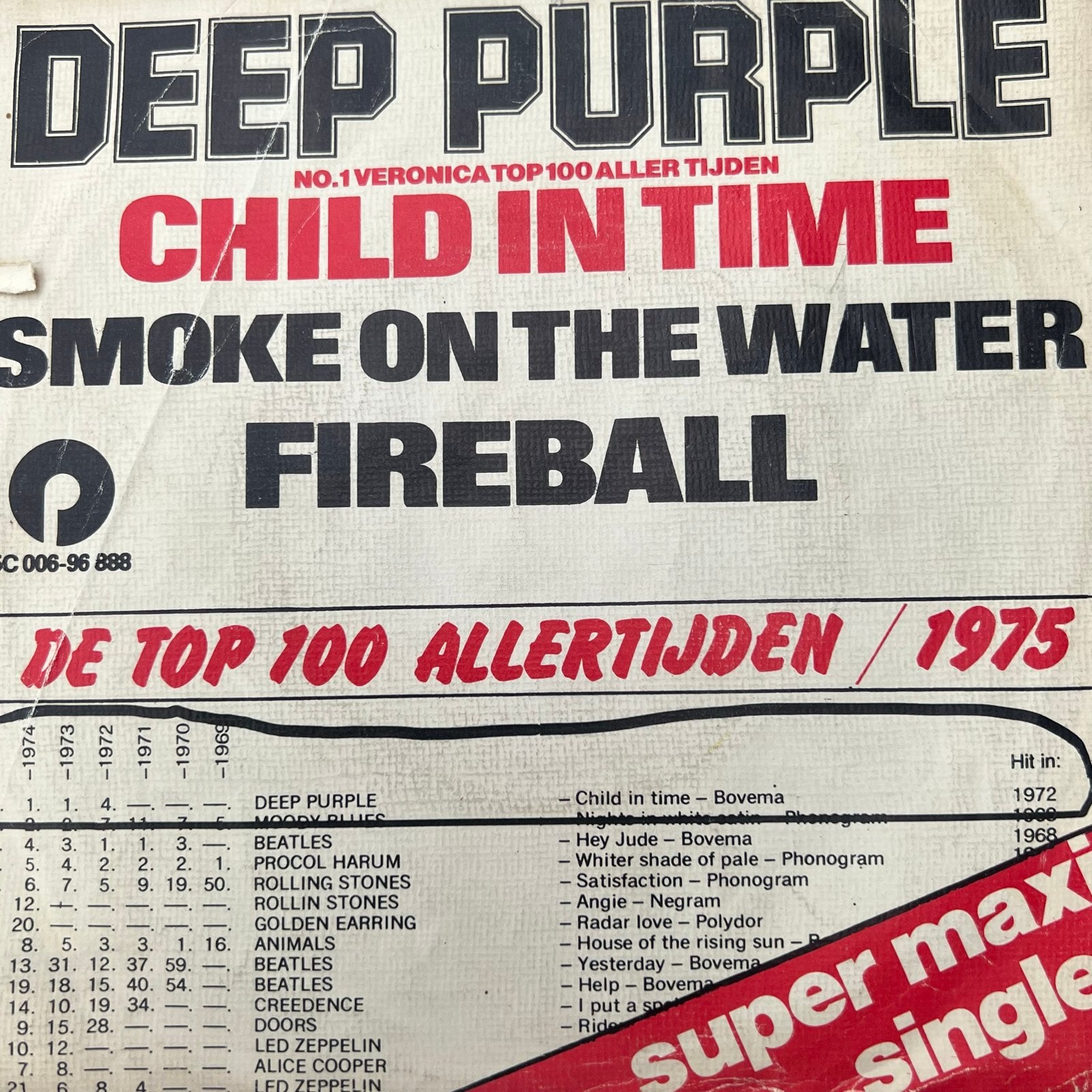 Deep Purple - Child in Time/Fireball/Smoke on the Water, Gebruikt, 7 inch, Ophalen of Verzenden, EP