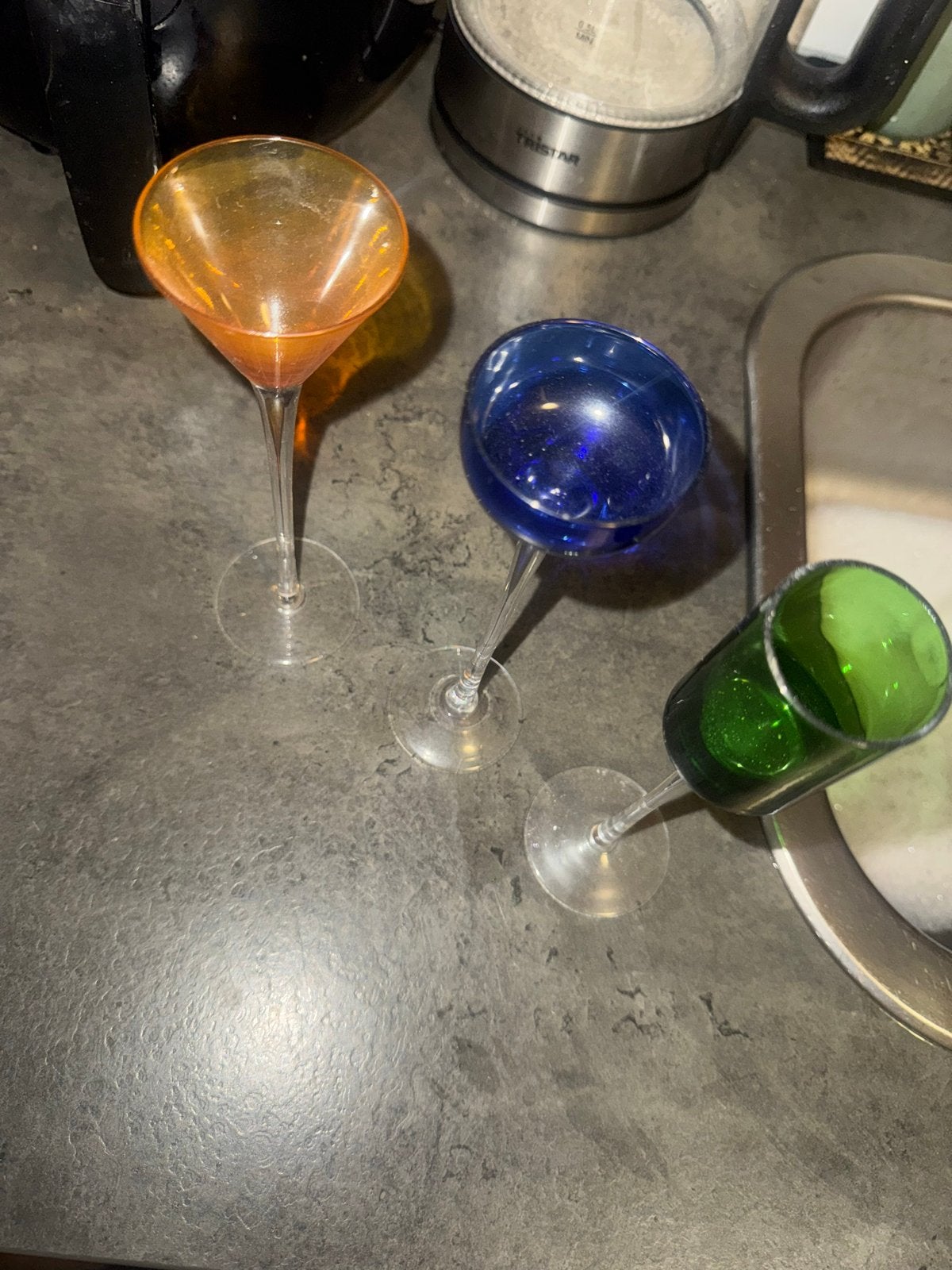 Set van 3 gekleurde glazen, Ophalen of Verzenden