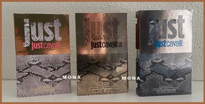 JustCavalli set 3 parfum samples proefjes testers monsters, Verzenden, Nieuw