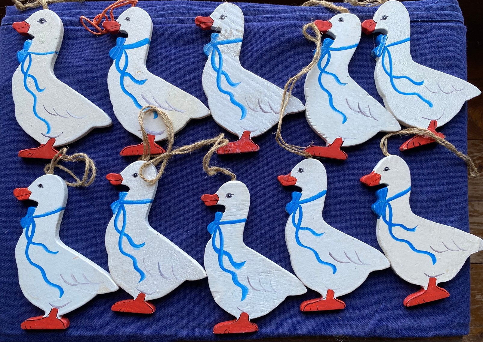 10 houten beschilderde ganzen, Antiek en Kunst, Curiosa en Brocante, Ophalen of Verzenden