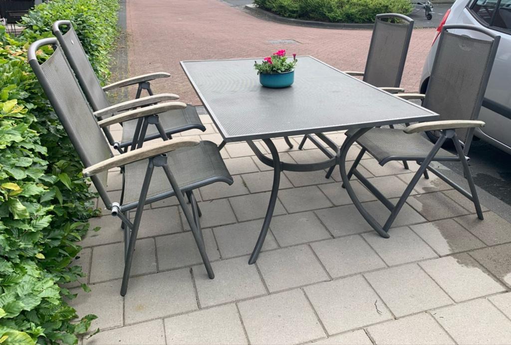 HARTMAN Tuinset aluminium dining set, Tuin en Terras, Tuinsets en Loungesets, Ophalen, 4 zitplaatsen, Gebruikt, Aluminium