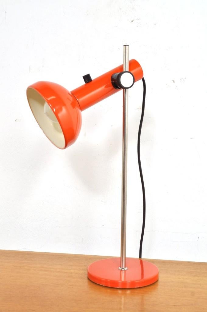 Vintage tafellamp orange lamp bureaulamp jaren 60, Huis en Inrichting, Lampen | Tafellampen, Ophalen of Verzenden, Gebruikt, 50 tot 75 cm