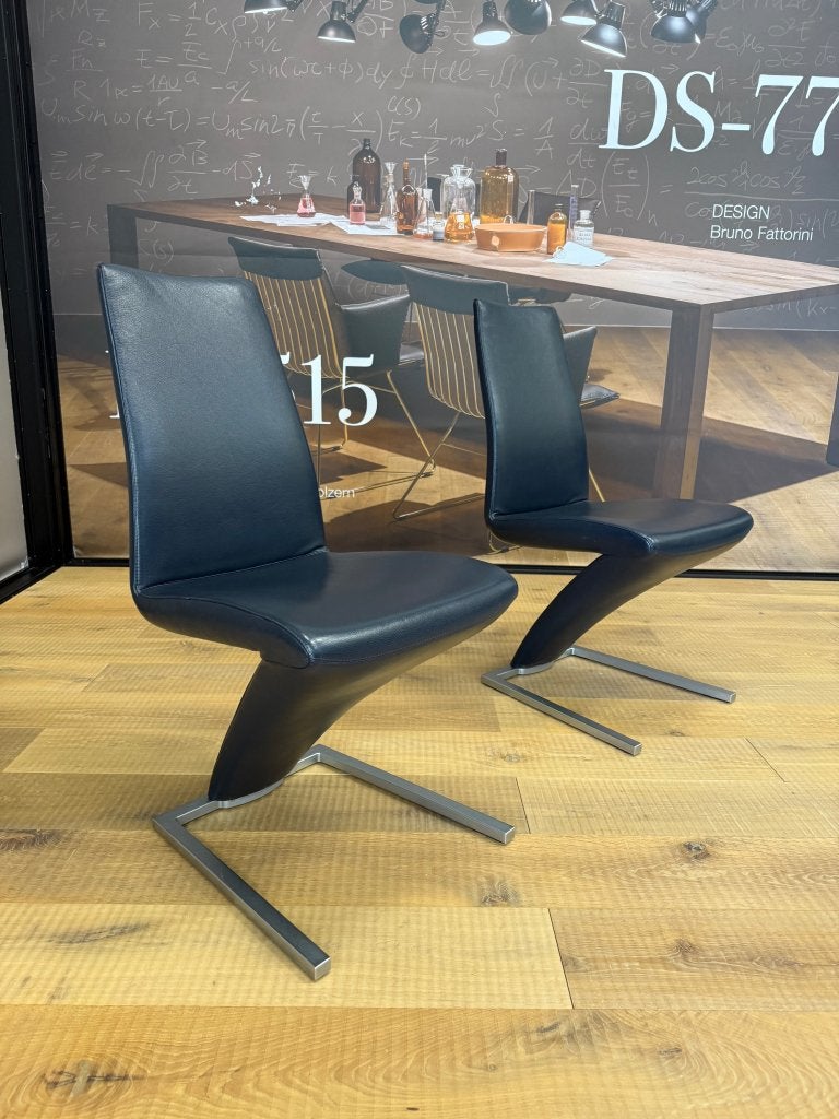 2 Als nieuw Rolf Benz 7800 Eetkamerstoel blauw leer Design